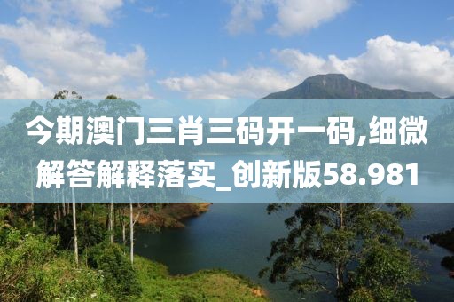 今期澳门三肖三码开一码,细微解答解释落实_创新版58.981