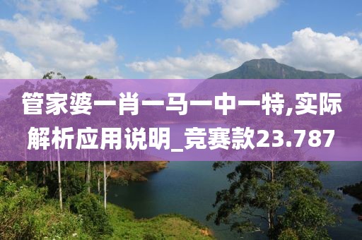管家婆一肖一马一中一特,实际解析应用说明_竞赛款23.787