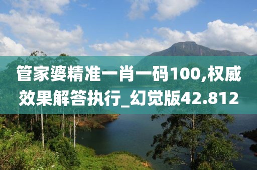 管家婆精准一肖一码100,权威效果解答执行_幻觉版42.812