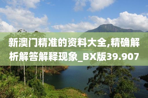 新澳门精准的资料大全,精确解析解答解释现象_BX版39.907