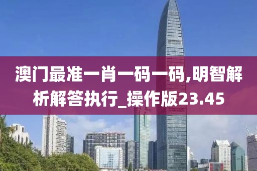 澳门最准一肖一码一码,明智解析解答执行_操作版23.45