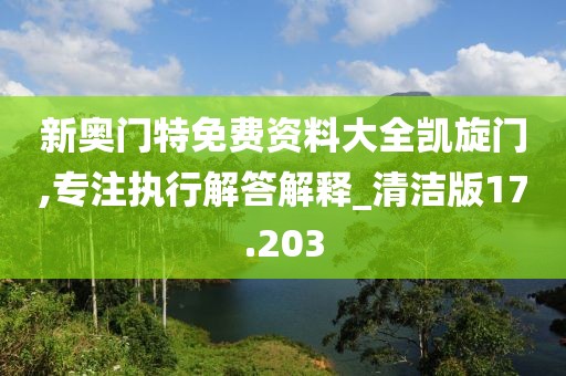 新奥门特免费资料大全凯旋门,专注执行解答解释_清洁版17.203