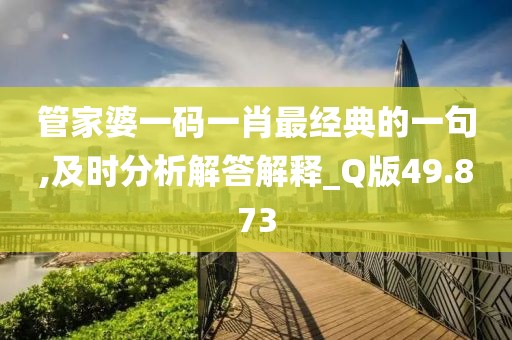 管家婆一码一肖最经典的一句,及时分析解答解释_Q版49.873