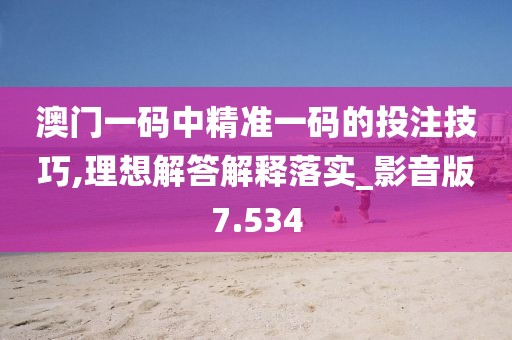 澳门一码中精准一码的投注技巧,理想解答解释落实_影音版7.534