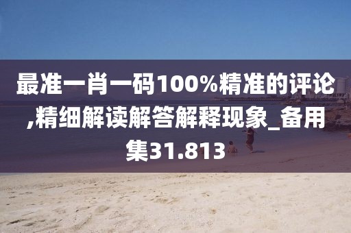 最准一肖一码100%精准的评论,精细解读解答解释现象_备用集31.813