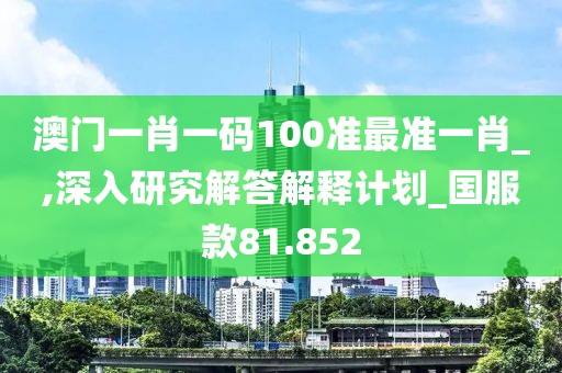 澳门一肖一码100准最准一肖_,深入研究解答解释计划_国服款81.852