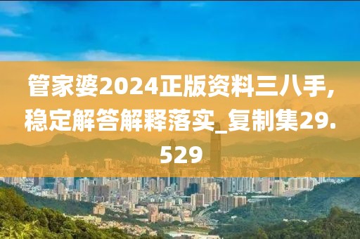 管家婆2024正版资料三八手,稳定解答解释落实_复制集29.529