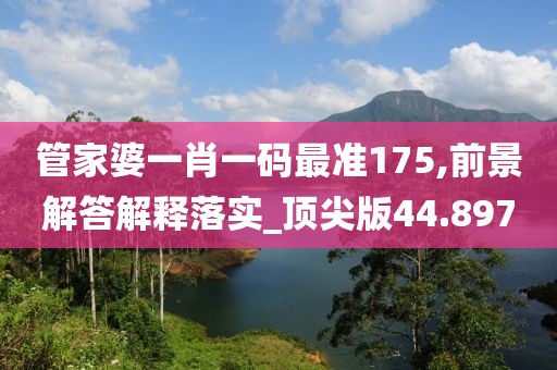 管家婆一肖一码最准175,前景解答解释落实_顶尖版44.897