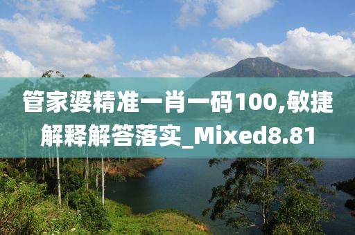 管家婆精准一肖一码100,敏捷解释解答落实_Mixed8.81