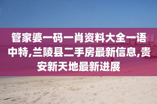 管家婆一码一肖资料大全一语中特,兰陵县二手房最新信息,贵安新天地最新进展