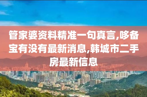 管家婆资料精准一句真言,哆备宝有没有最新消息,韩城市二手房最新信息
