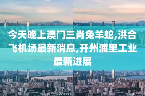 今天晚上澳门三肖兔羊蛇,洪合飞机场最新消息,开州浦里工业最新进展