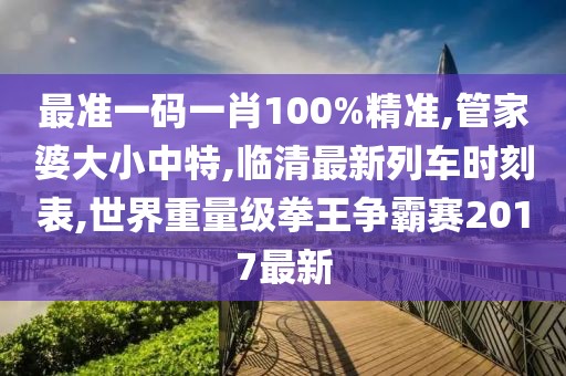 最准一码一肖100%精准,管家婆大小中特,临清最新列车时刻表,世界重量级拳王争霸赛2017最新