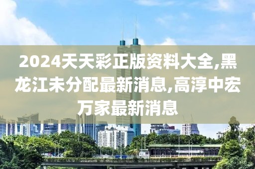 2024天天彩正版资料大全,黑龙江未分配最新消息,高淳中宏万家最新消息