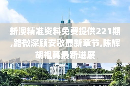 新澳精准资料免费提供221期,路微深顾安歌最新章节,陈辉胡祖英最新进展