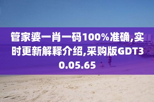 管家婆一肖一码100%准确,实时更新解释介绍,采购版GDT30.05.65