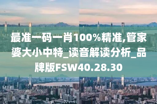 最准一码一肖100%精准,管家婆大小中特_读音解读分析_品牌版FSW40.28.30