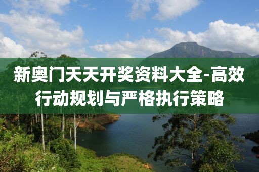 新奥门天天开奖资料大全-高效行动规划与严格执行策略