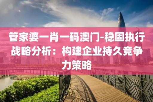 管家婆一肖一码澳门-稳固执行战略分析：构建企业持久竞争力策略