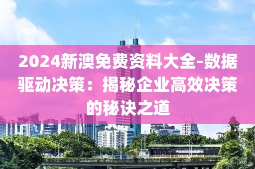 2024新澳免费资料大全-数据驱动决策：揭秘企业高效决策的秘诀之道