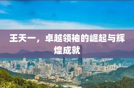 王天一，卓越领袖的崛起与辉煌成就