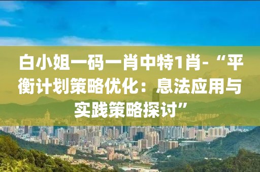 白小姐一码一肖中特1肖-“平衡计划策略优化：息法应用与实践策略探讨”