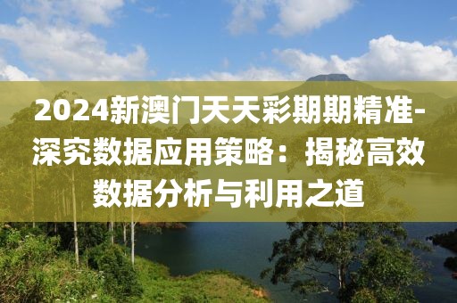2024新澳门天天彩期期精准-深究数据应用策略：揭秘高效数据分析与利用之道