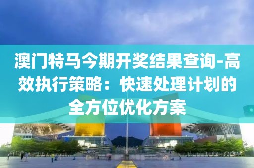澳门特马今期开奖结果查询-高效执行策略：快速处理计划的全方位优化方案