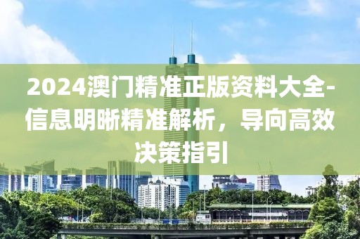 2024澳门精准正版资料大全-信息明晰精准解析，导向高效决策指引