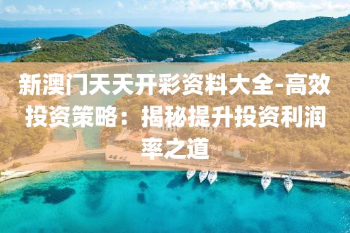 新澳门天天开彩资料大全-高效投资策略：揭秘提升投资利润率之道
