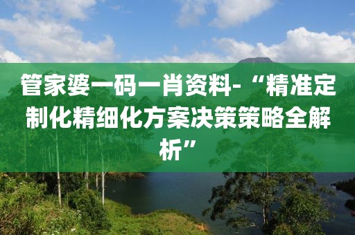 管家婆一码一肖资料-“精准定制化精细化方案决策策略全解析”