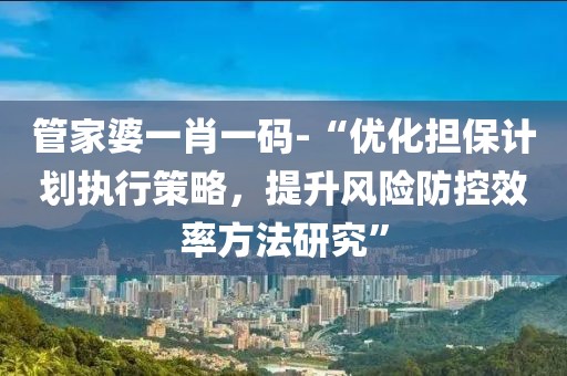 管家婆一肖一码-“优化担保计划执行策略，提升风险防控效率方法研究”