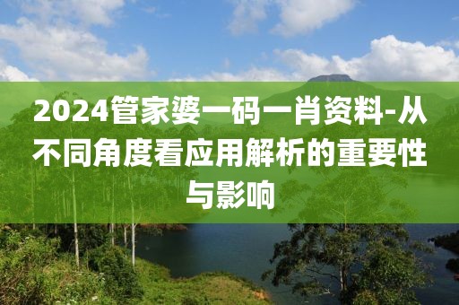 2024管家婆一码一肖资料-从不同角度看应用解析的重要性与影响
