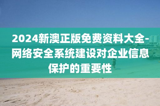 2024新澳正版免费资料大全-网络安全系统建设对企业信息保护的重要性