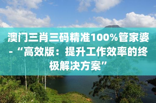 澳门三肖三码精准100%管家婆-“高效版：提升工作效率的终极解决方案”