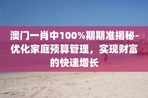澳门一肖中100%期期准揭秘-优化家庭预算管理，实现财富的快速增长