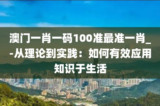 澳门一肖一码100准最准一肖_-从理论到实践：如何有效应用知识于生活