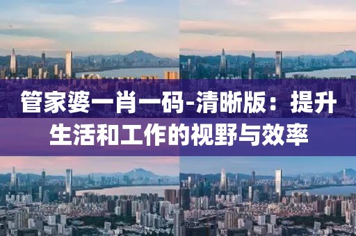 管家婆一肖一码-清晰版：提升生活和工作的视野与效率