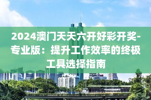 2024澳门天天六开好彩开奖-专业版：提升工作效率的终极工具选择指南