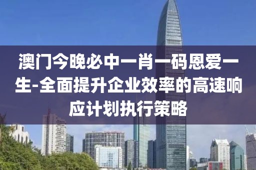 澳门今晚必中一肖一码恩爱一生-全面提升企业效率的高速响应计划执行策略