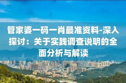 管家婆一码一肖最准资料-深入探讨：关于实践调查说明的全面分析与解读