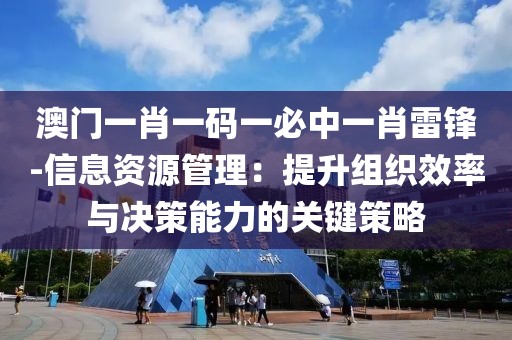 澳门一肖一码一必中一肖雷锋-信息资源管理：提升组织效率与决策能力的关键策略