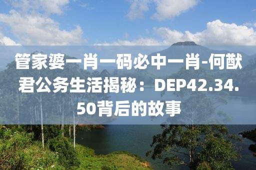 管家婆一肖一码必中一肖-何猷君公务生活揭秘：DEP42.34.50背后的故事