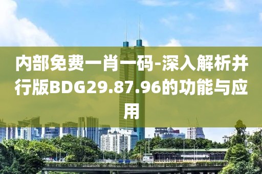 内部免费一肖一码-深入解析并行版BDG29.87.96的功能与应用