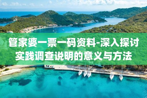 管家婆一票一码资料-深入探讨实践调查说明的意义与方法