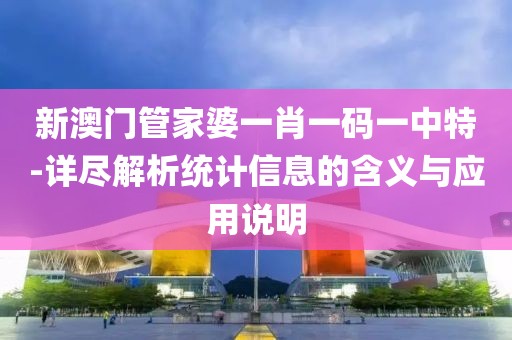 新澳门管家婆一肖一码一中特-详尽解析统计信息的含义与应用说明