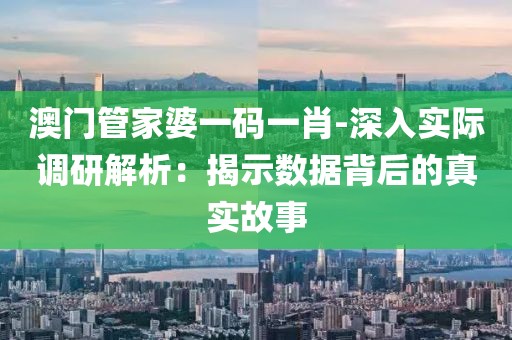 澳门管家婆一码一肖-深入实际调研解析：揭示数据背后的真实故事
