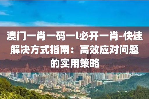 澳门一肖一码一l必开一肖-快速解决方式指南：高效应对问题的实用策略