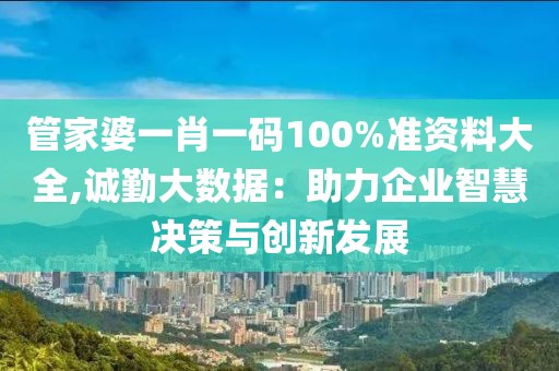 管家婆一肖一码100%准资料大全,诚勤大数据：助力企业智慧决策与创新发展