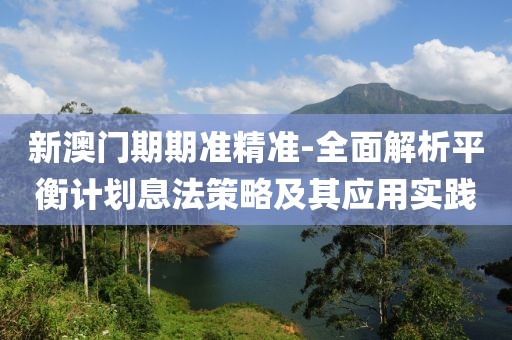 新澳门期期准精准-全面解析平衡计划息法策略及其应用实践